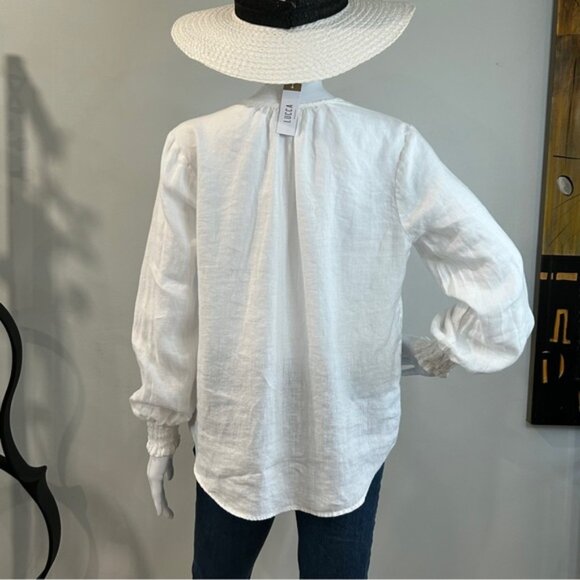 Anthropologies Cloth  Stone 100 Linen Long Sleeve Top - Picture 6 of 11